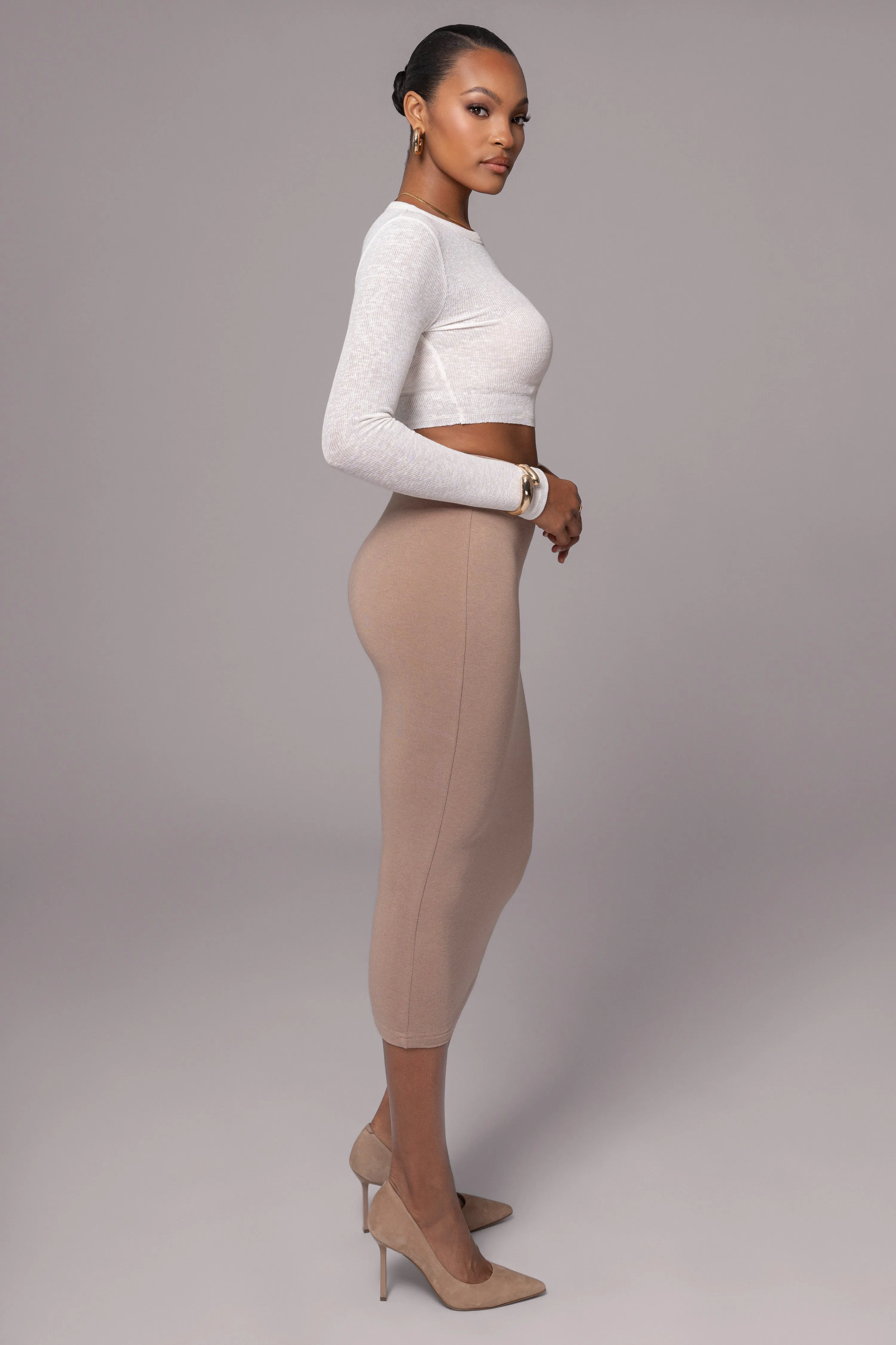 Ivory Just Enough Ribbed Crop Top