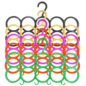 Kuber Industries 10-Circle Plastic 5 Pieces Ring Hanger for Scarf, Shawl, Tie, Belt, Closet Accessory Wardrobe Organizer (Multicolour) - CTKTC030763