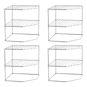 Kuber Industries (Set of 4) Multipurpose Counter Top Spice Rack Trolley Organizer 3-Layer Stainless Steel Corner Stand for Kitchen | Silver
