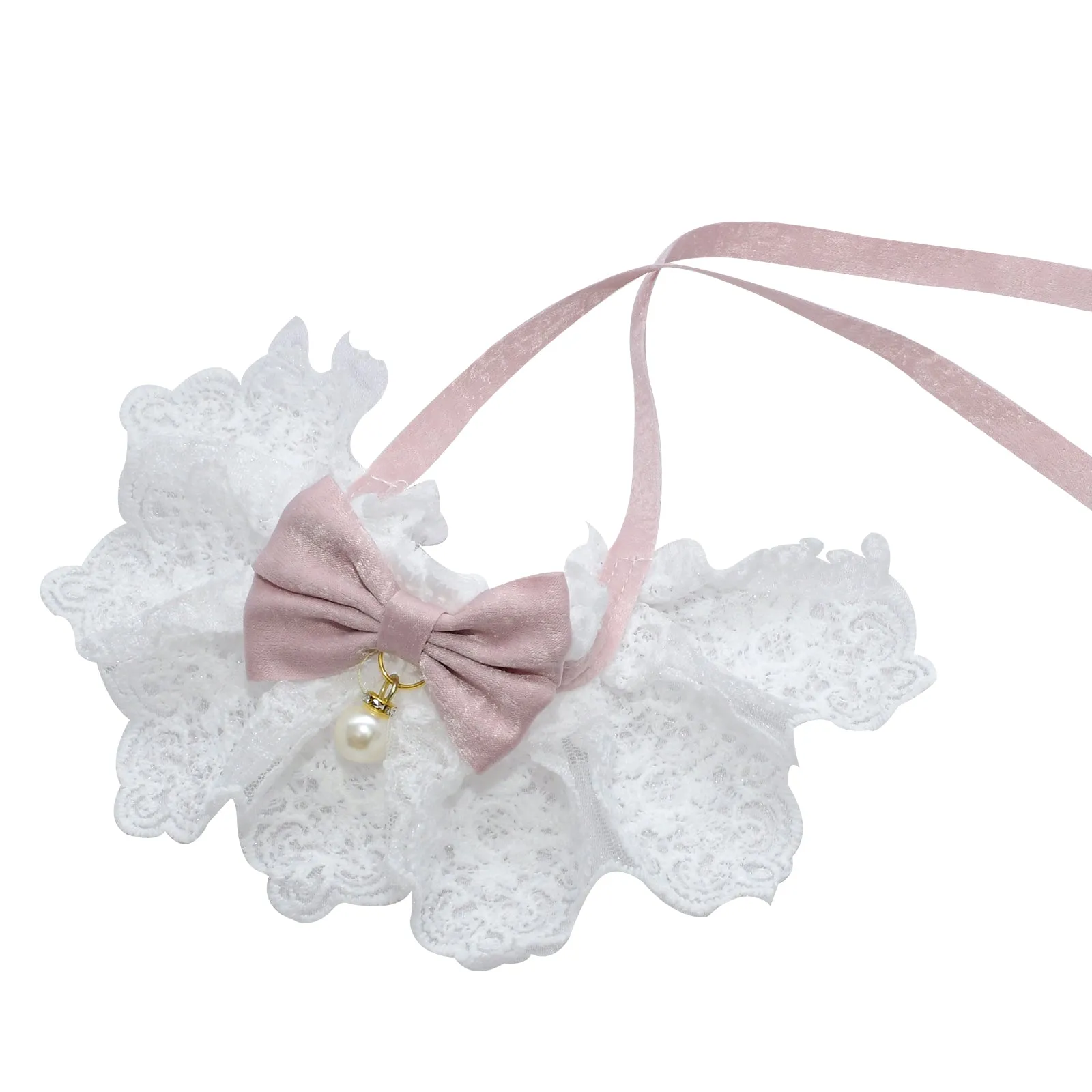 Lace Whisker Bowtie Pet Bandana - Red