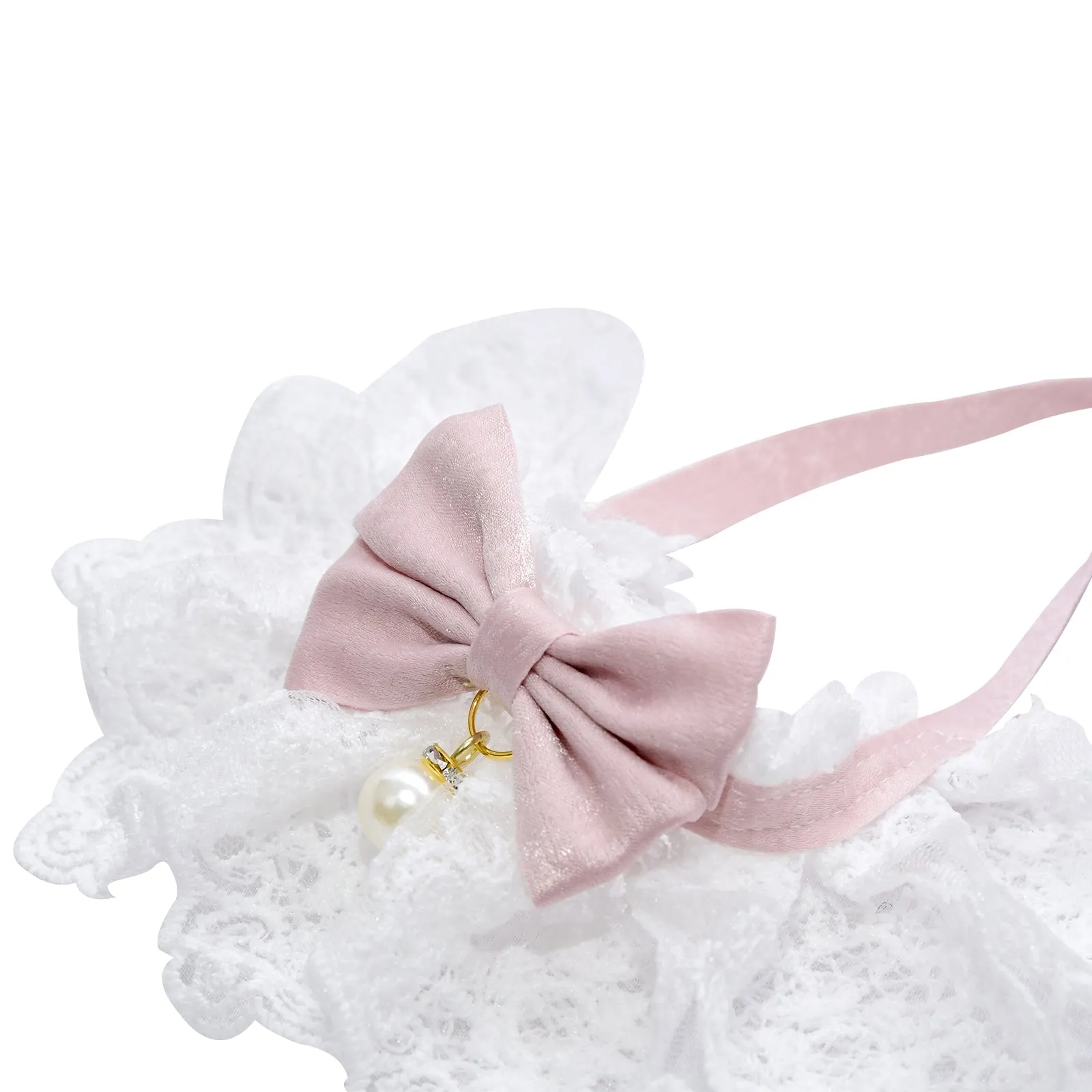 Lace Whisker Bowtie Pet Bandana - Red