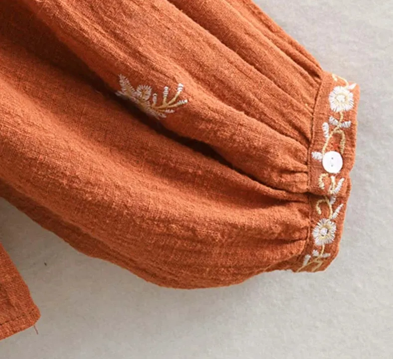Lantern Sleeves Pleated Vintage Blouse
