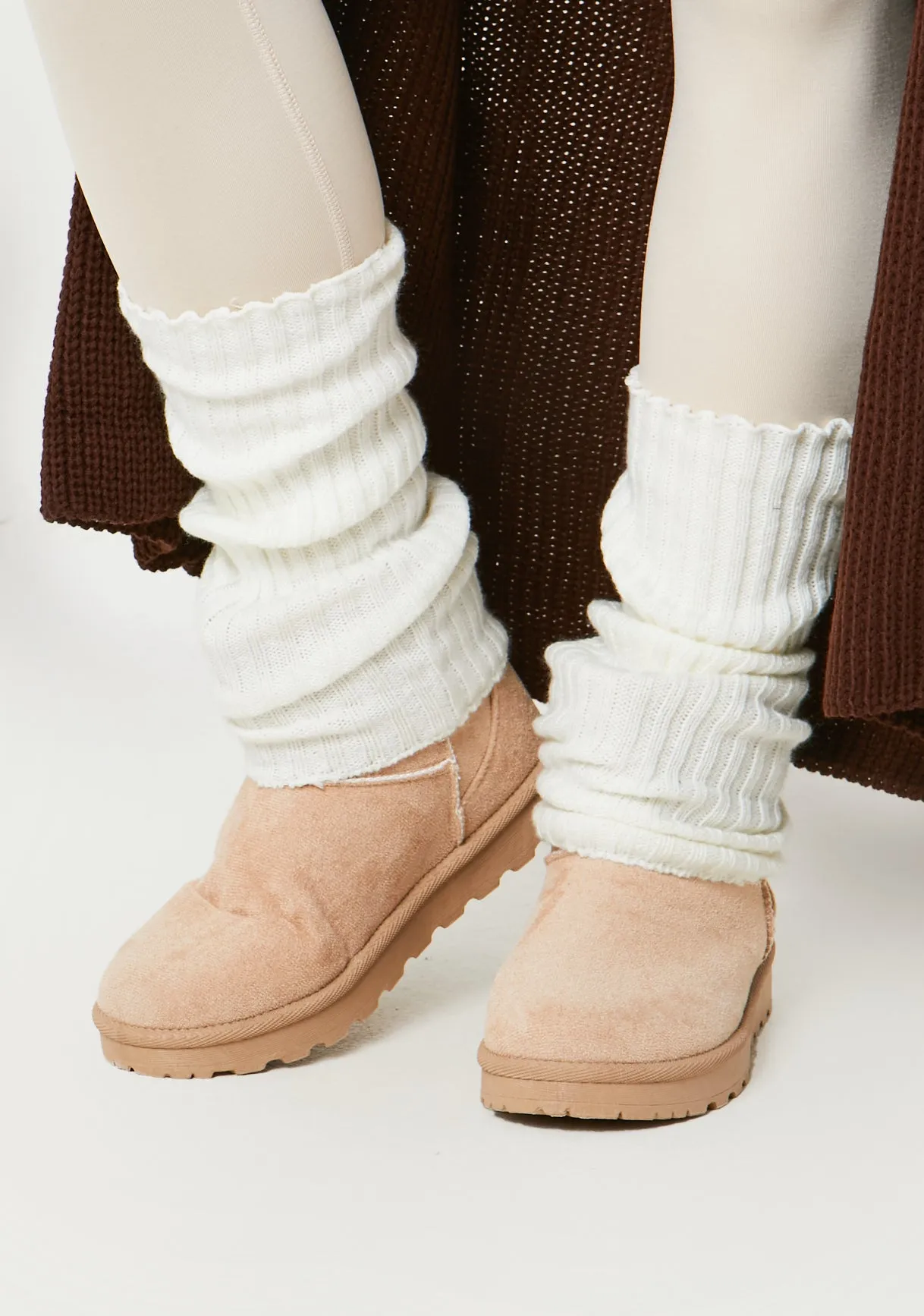Lara White Chunky Leg Warmers