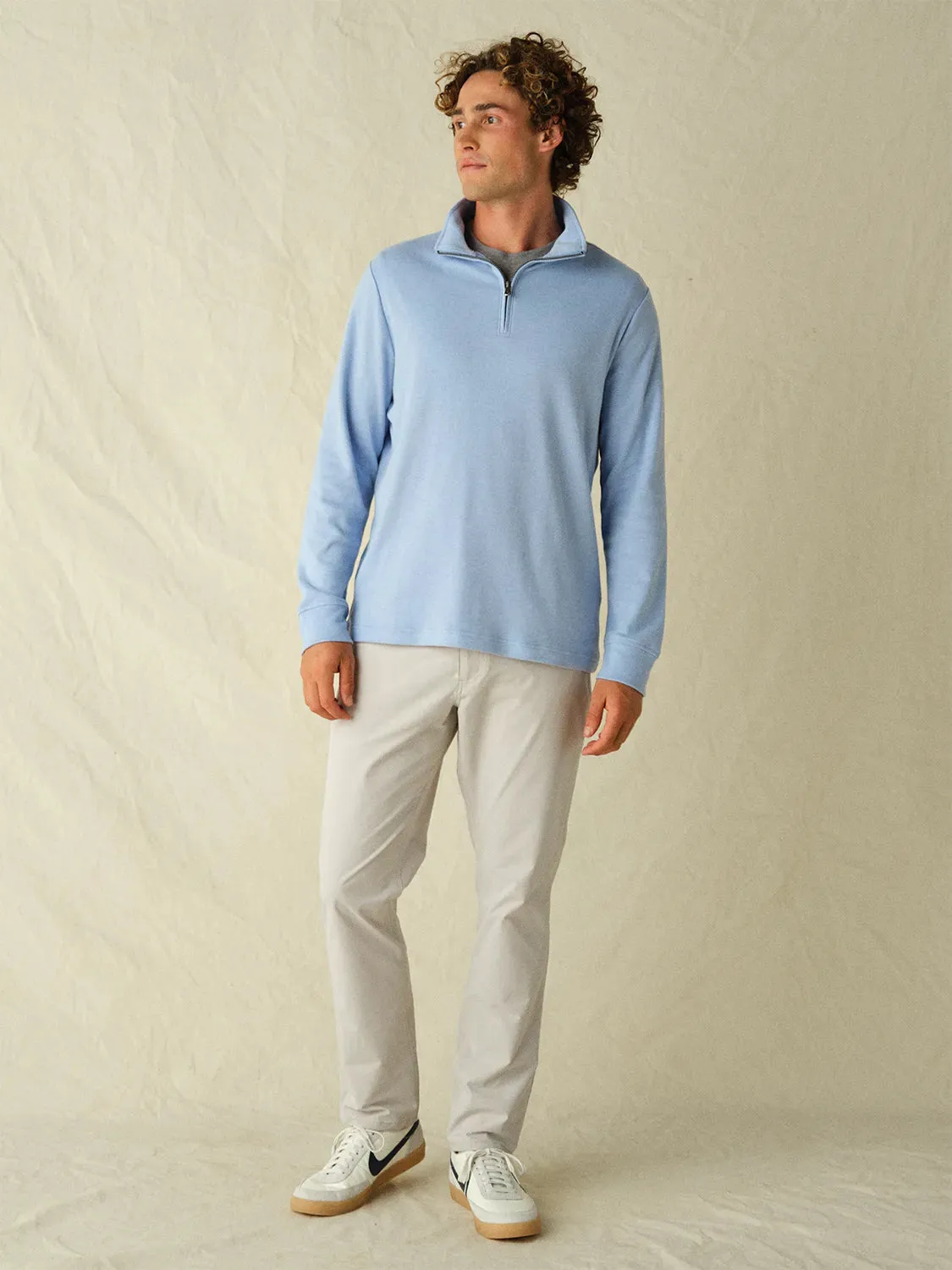 Larchmont Seawool Quarter-Zip | Light Blue Heather