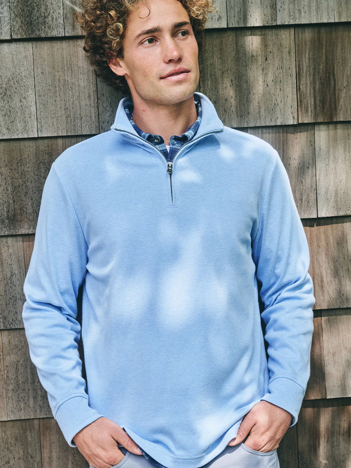 Larchmont Seawool Quarter-Zip | Light Blue Heather