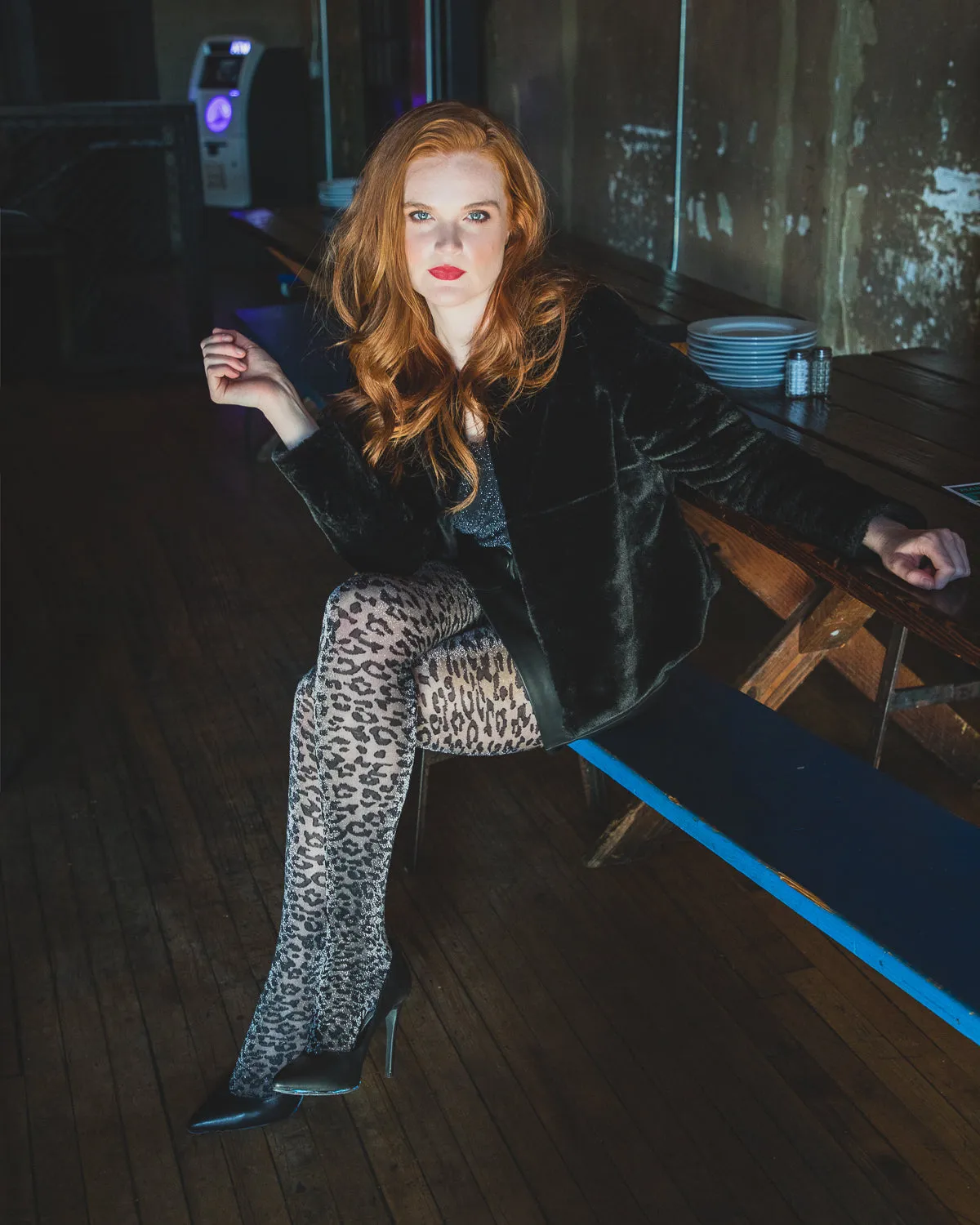 Leopard Print Shimmer Sheer Tights