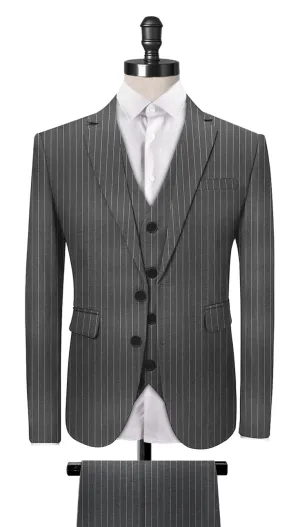 Light Grey Chalk Stripe 3-Piece Suit