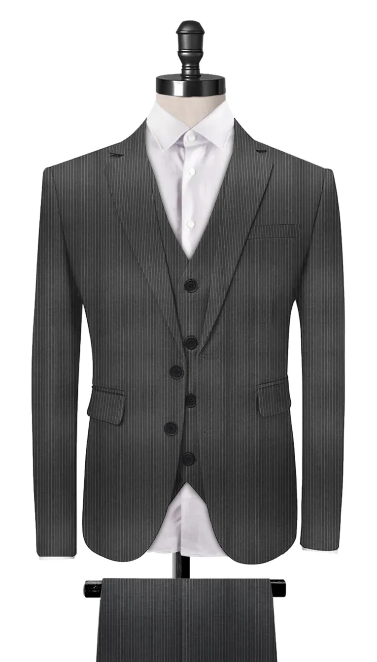 Light Grey Fine Stripe 3-Piece Suit