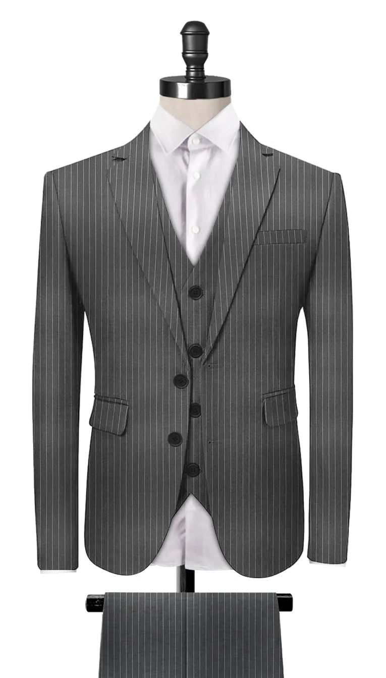 Light Grey Pin Stripe 3-Piece Suit