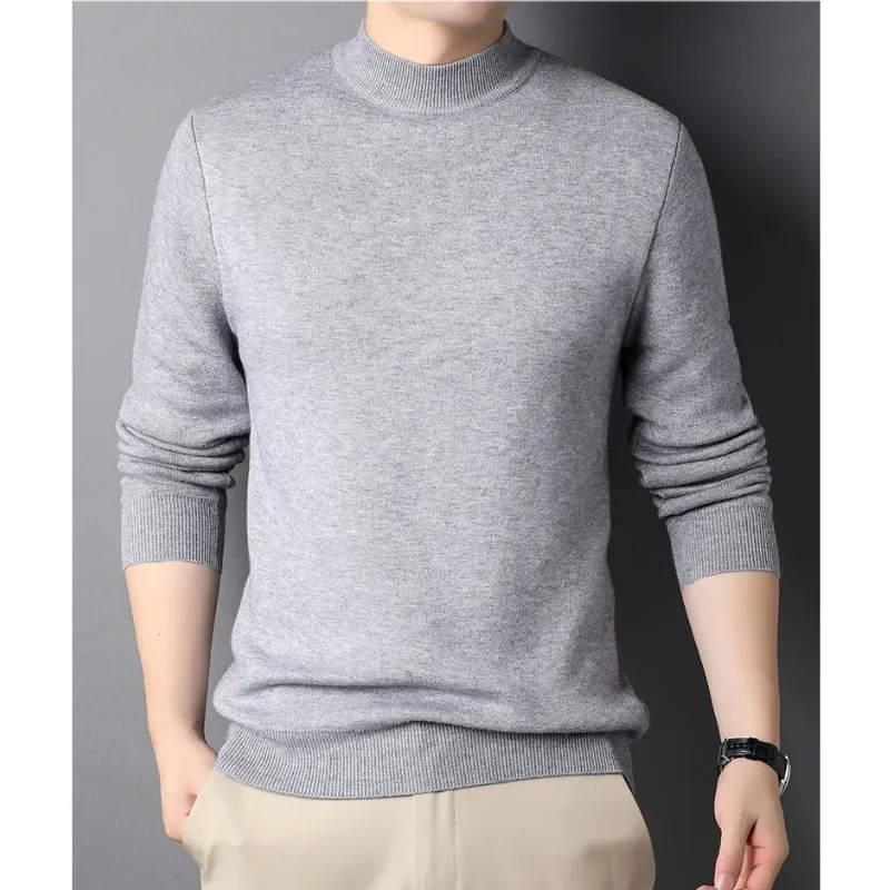 Lightweight knitted jumper with stand-up collar Turtleneck jumper for men