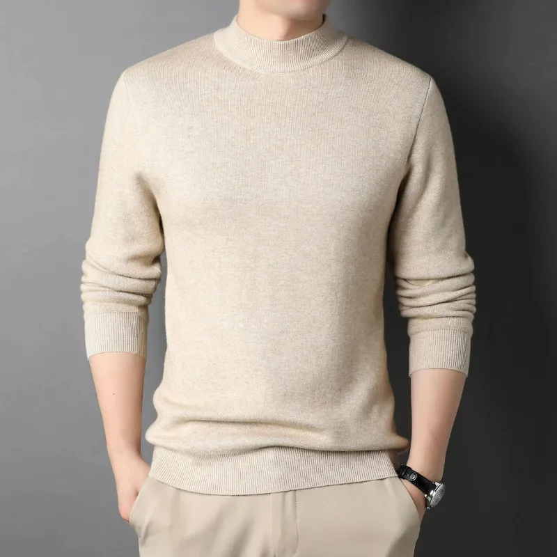 Lightweight knitted jumper with stand-up collar Turtleneck jumper for men