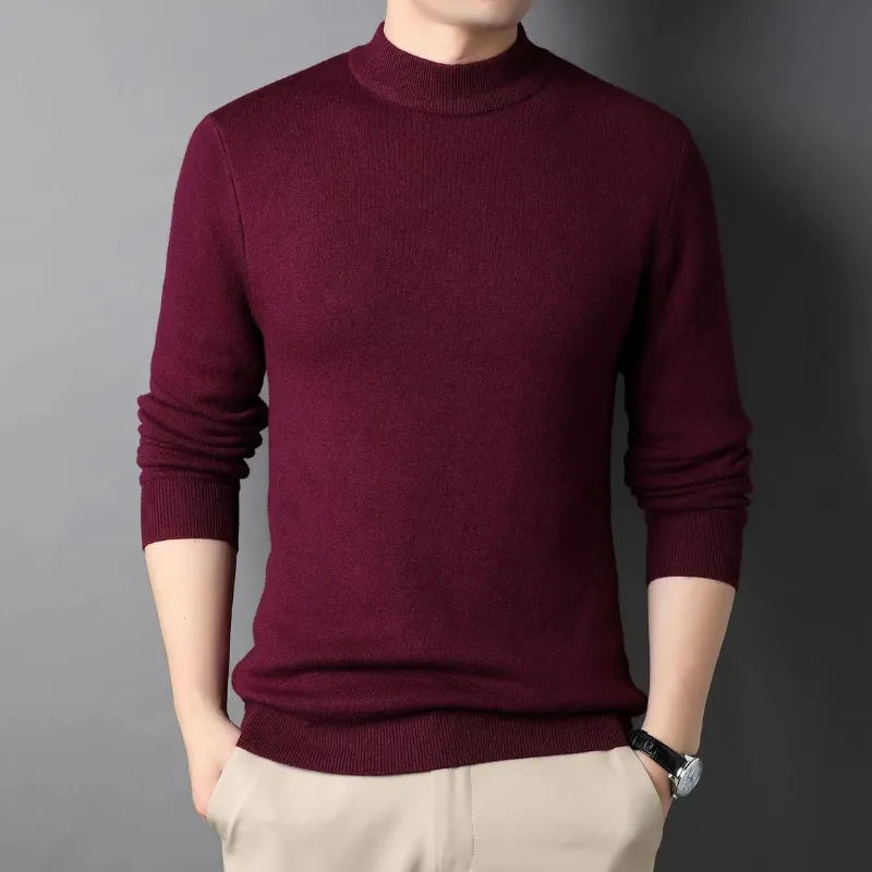 Lightweight knitted jumper with stand-up collar Turtleneck jumper for men