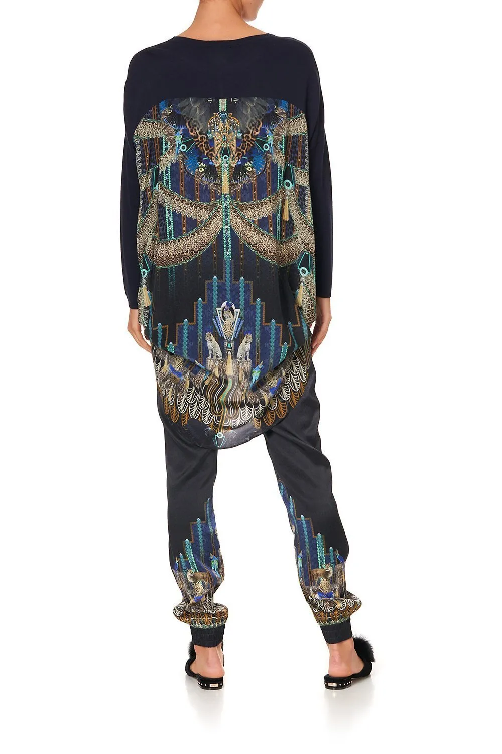 LONG SLEEVE JUMPER WITH PRINT BACK DRIPPING IN DECO