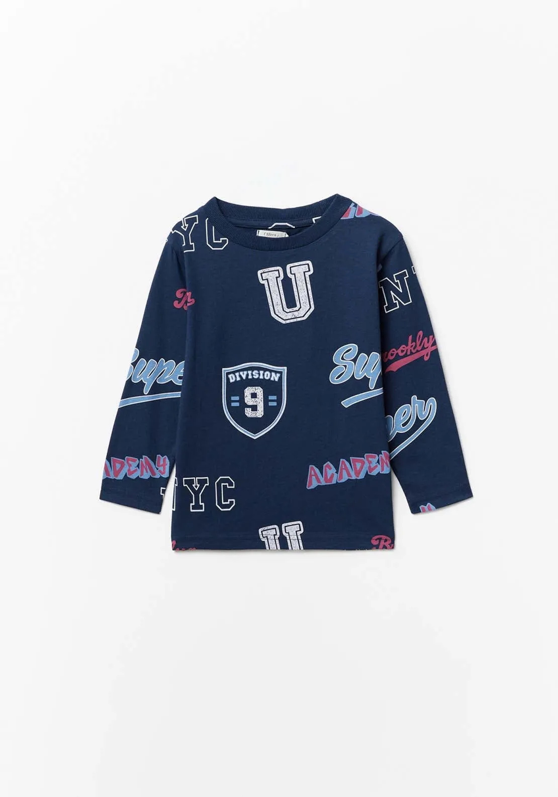 Long Sleeve Multi Print  Sweatshirt - Navy