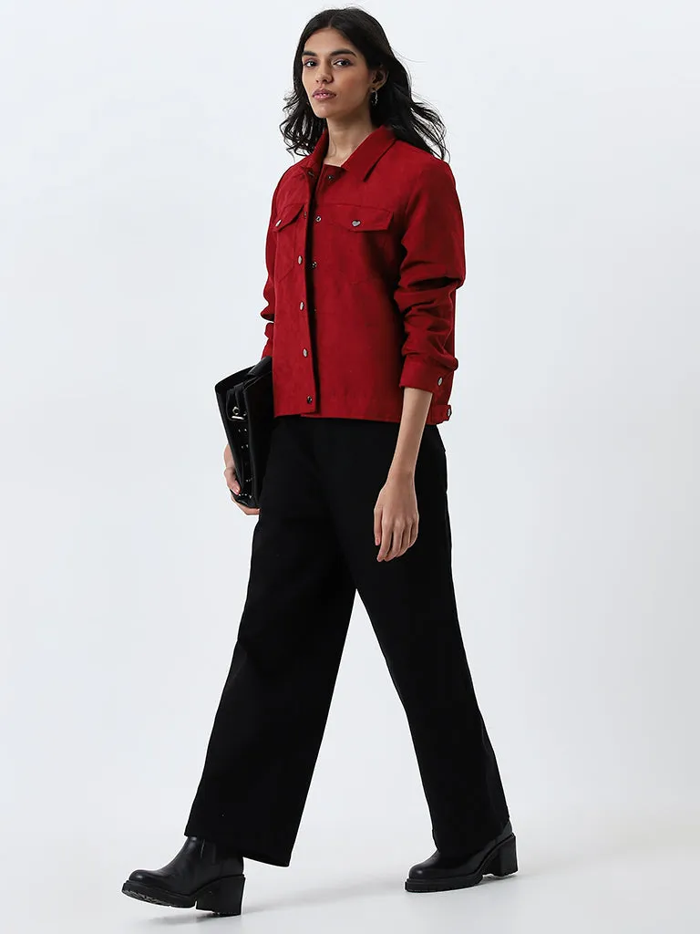 LOV Red Velvet Textured Jacket