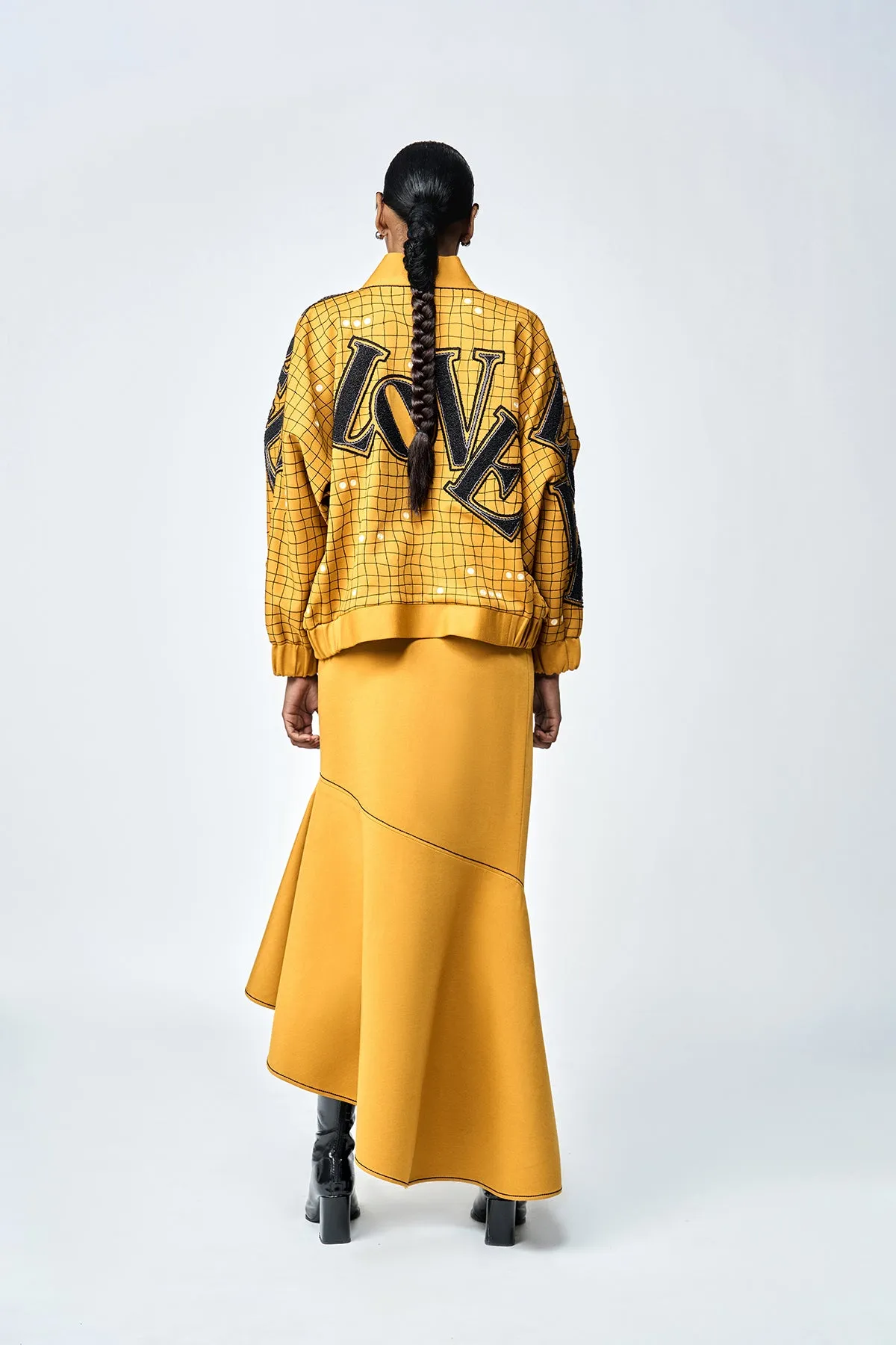 LOVE CHECKS KIMONO WITH ASYMETRIC SKIRT