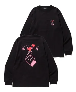 L/S TEE FINGER HEART BLACK