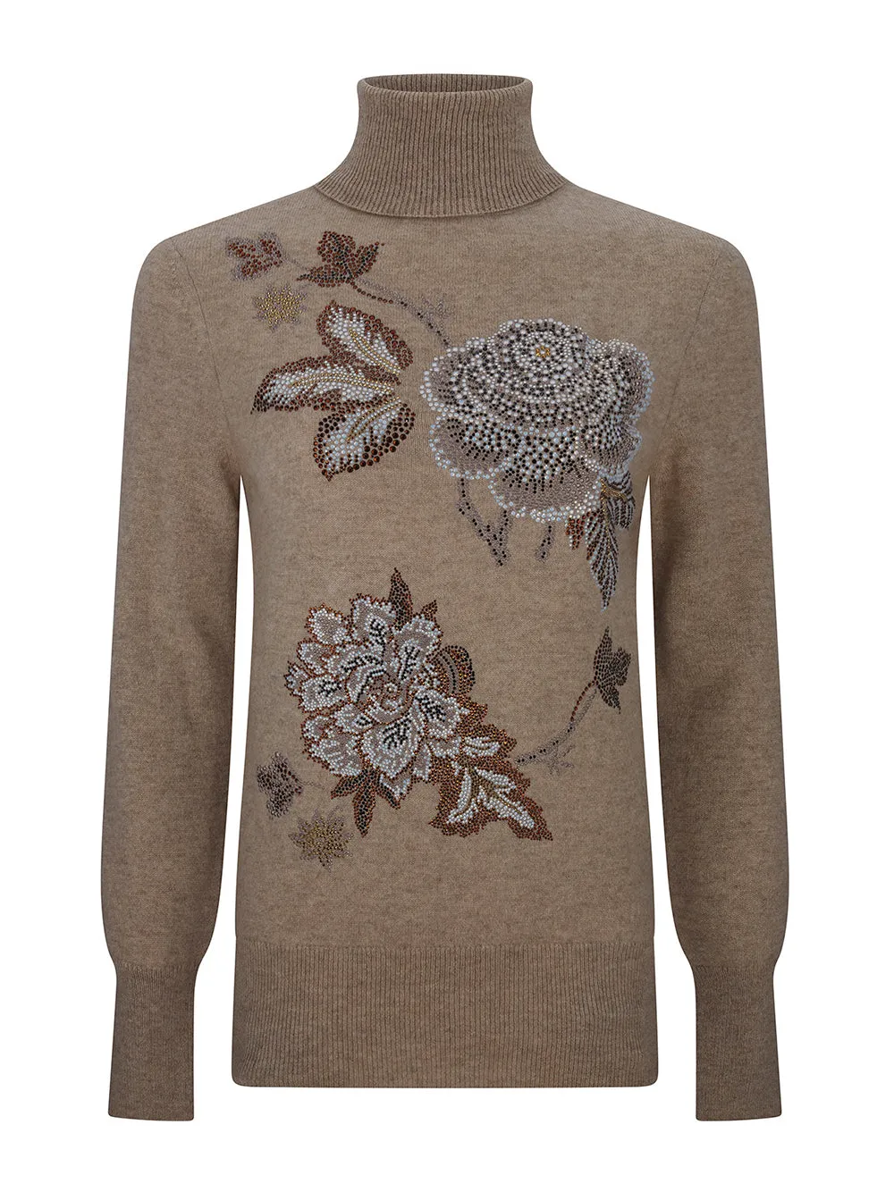 Luxe Bouquet Brown Slim Turtleneck
