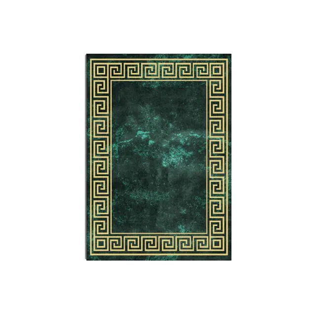 Luxury Marble Green and Gold Non-Slip Area Rug Carpet.