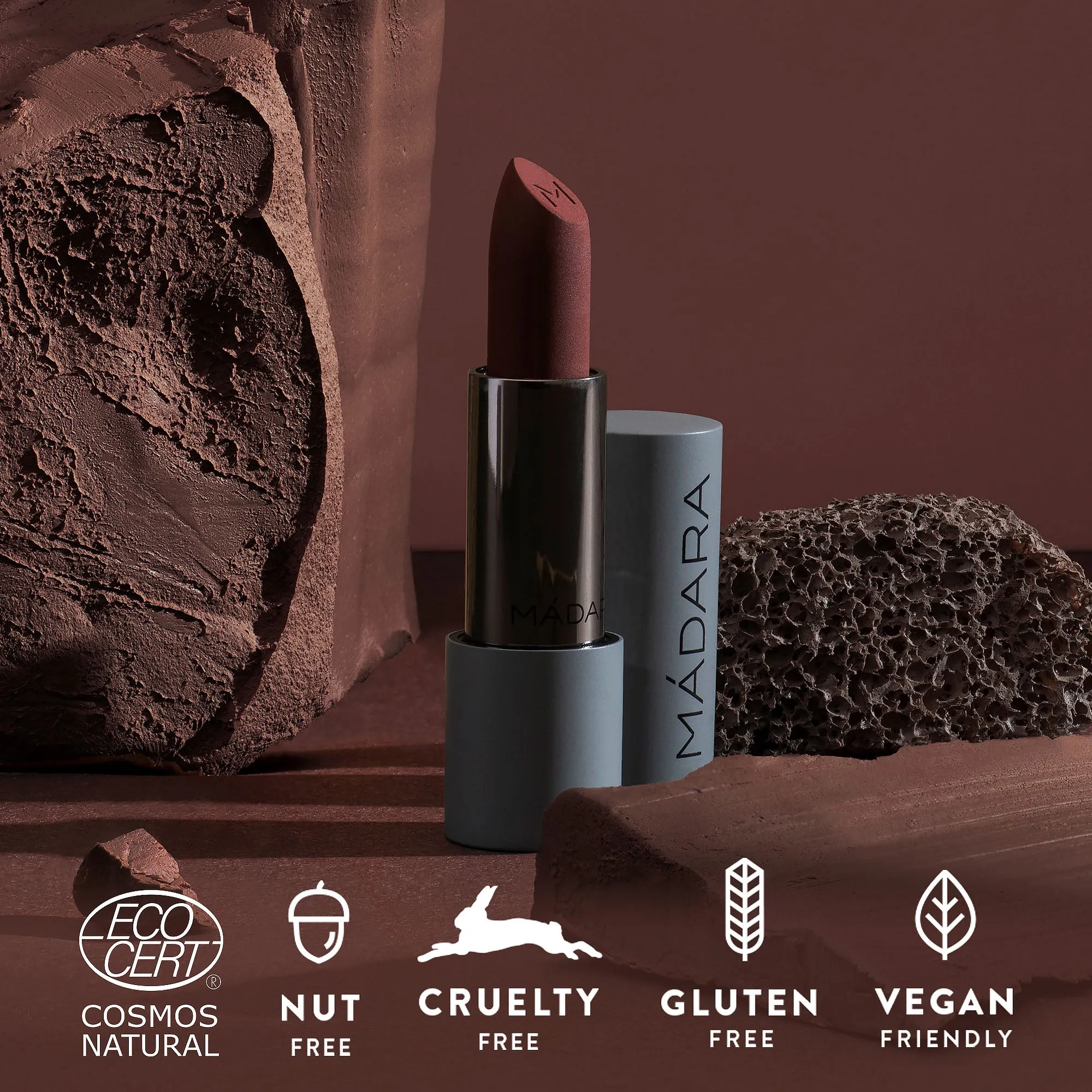 Madara VELVET WEAR Matte Cream Lipstick, #35 DARK NUDE 3.8g