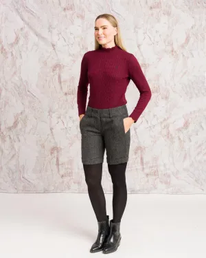 Maggie Tweed Shorts - Grey Fleck