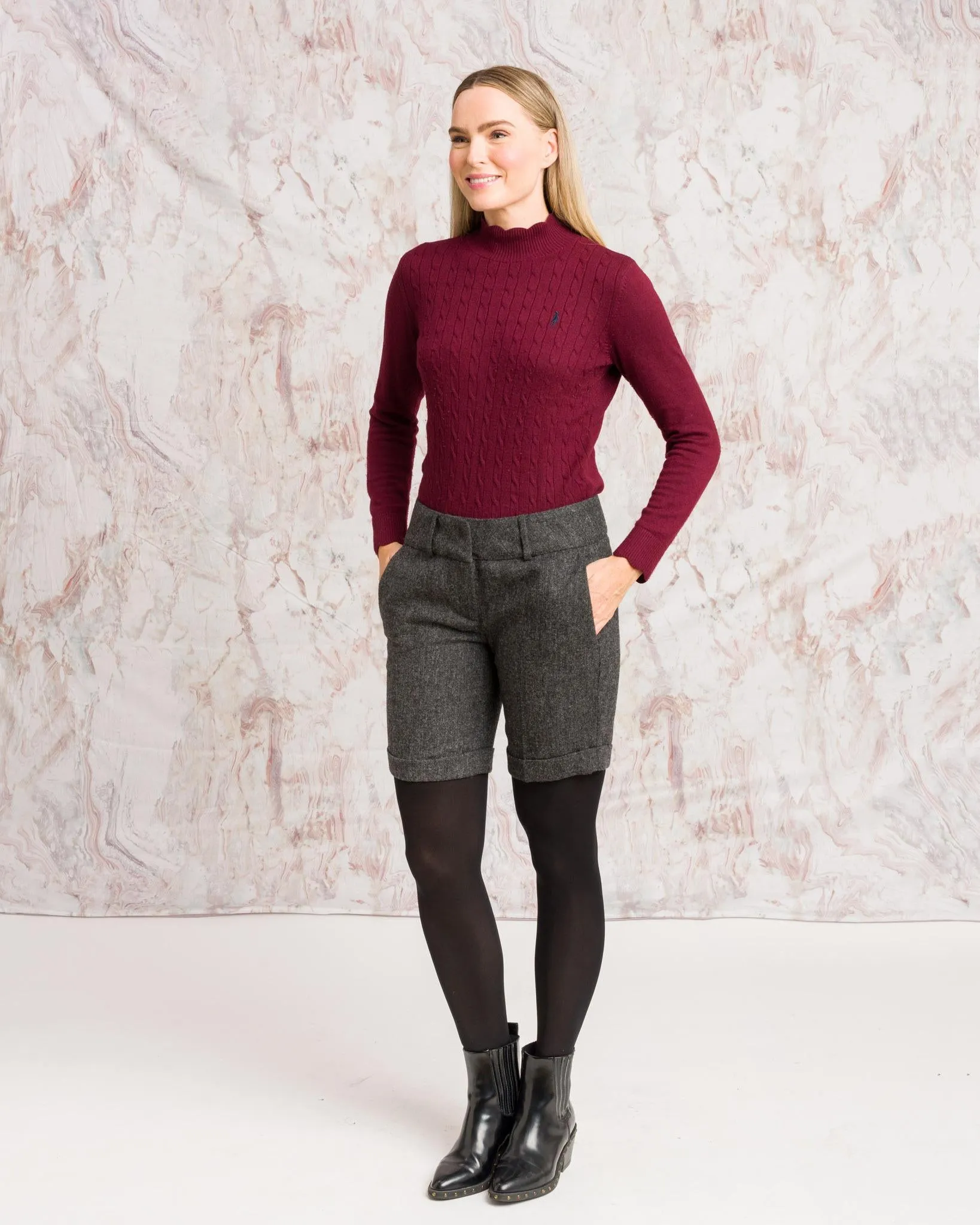 Maggie Tweed Shorts - Grey Fleck