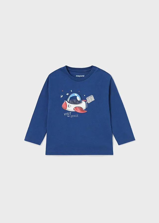 Mayoral 2014 067 - Klein Blue Long Sleeve Space T-Shirt