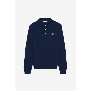 Men Fox Head Patch Polo Jumper - Navy