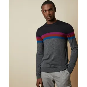 Men Mmk-Cowes-Tc9M-Ls Colour Block Jumper - Navy