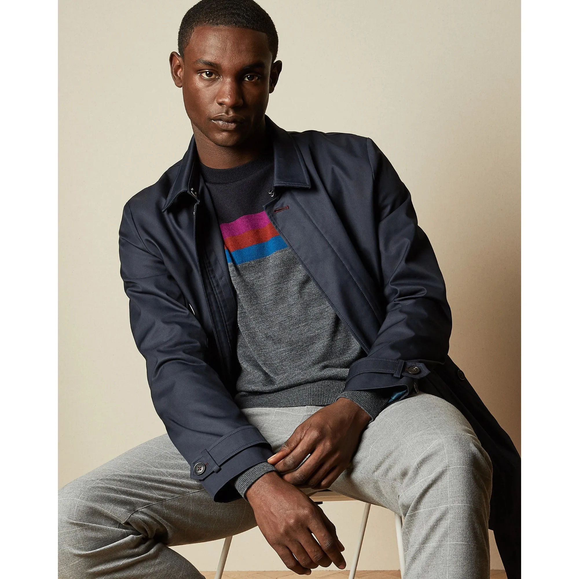 Men Mmk-Cowes-Tc9M-Ls Colour Block Jumper - Navy