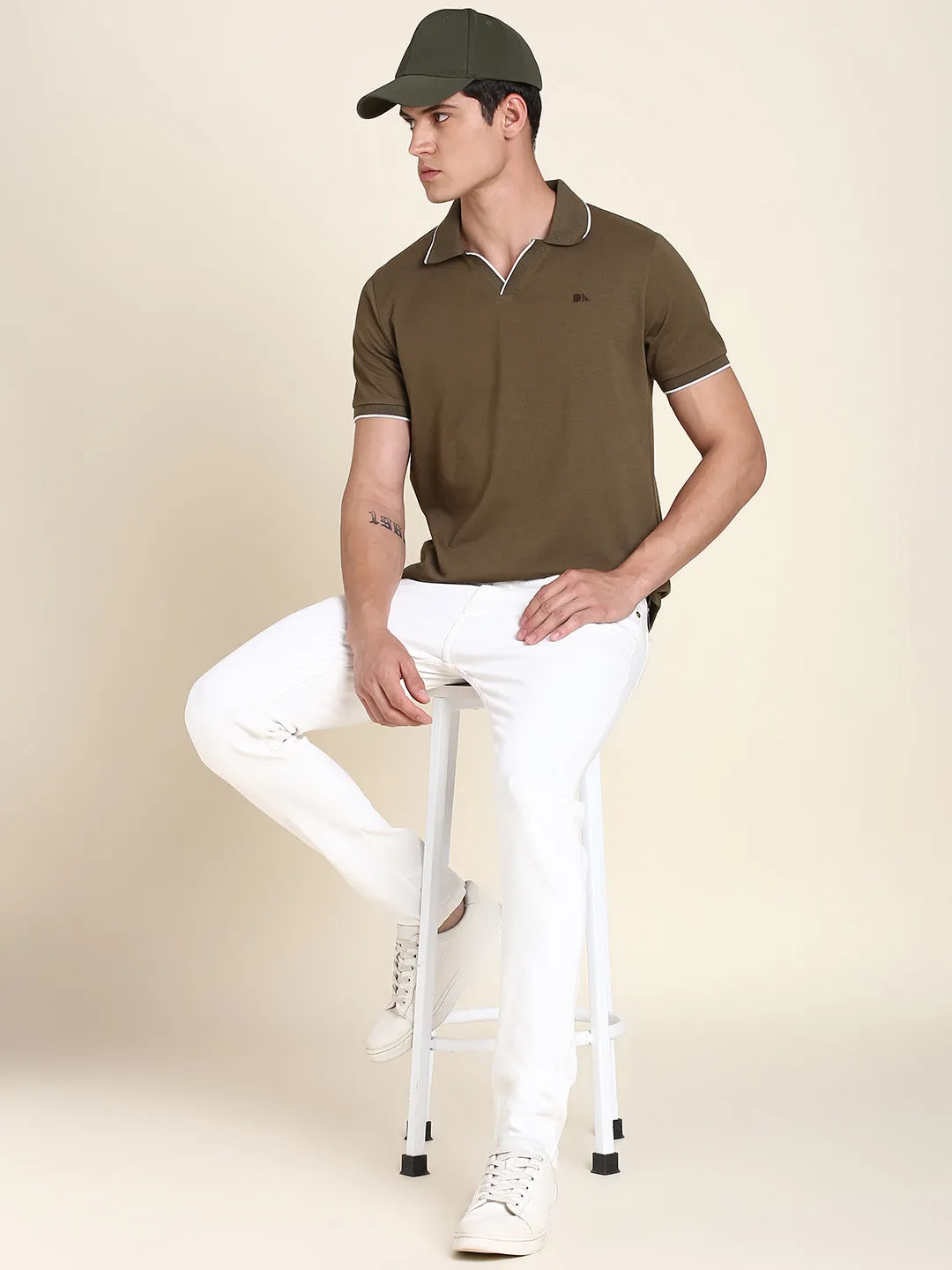 Men's Olive Tshirts Wardrobe Essentials Soft And Stretchy Fabric