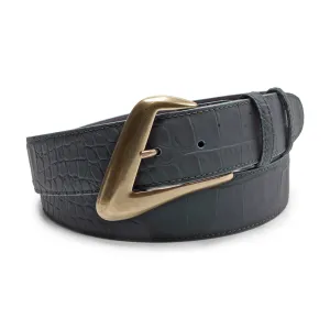 Midnight Oil Bacodor Mock Croc Swirl Prong Belt