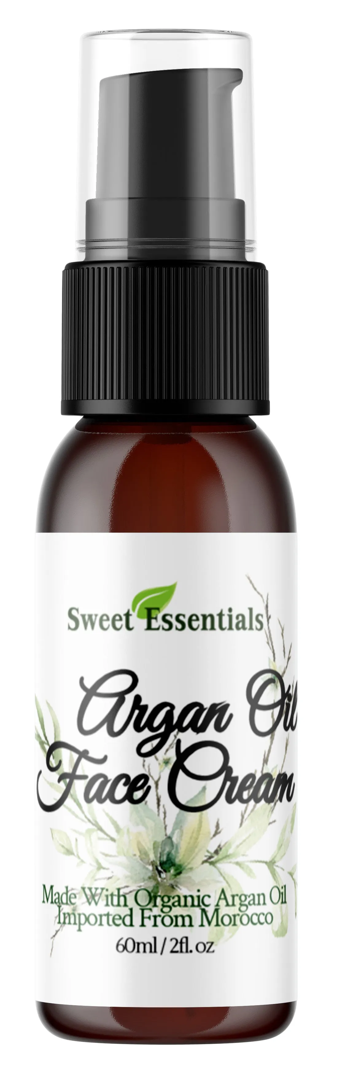 Moisturizing Argan Oil Face Cream, 2oz Glass Bottle w/ Pump, Fragrance Free