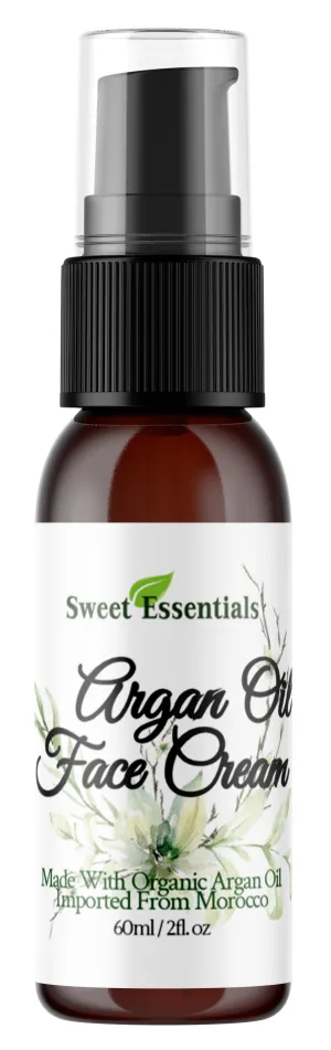 Moisturizing Argan Oil Face Cream, 2oz Glass Bottle w/ Pump, Fragrance Free