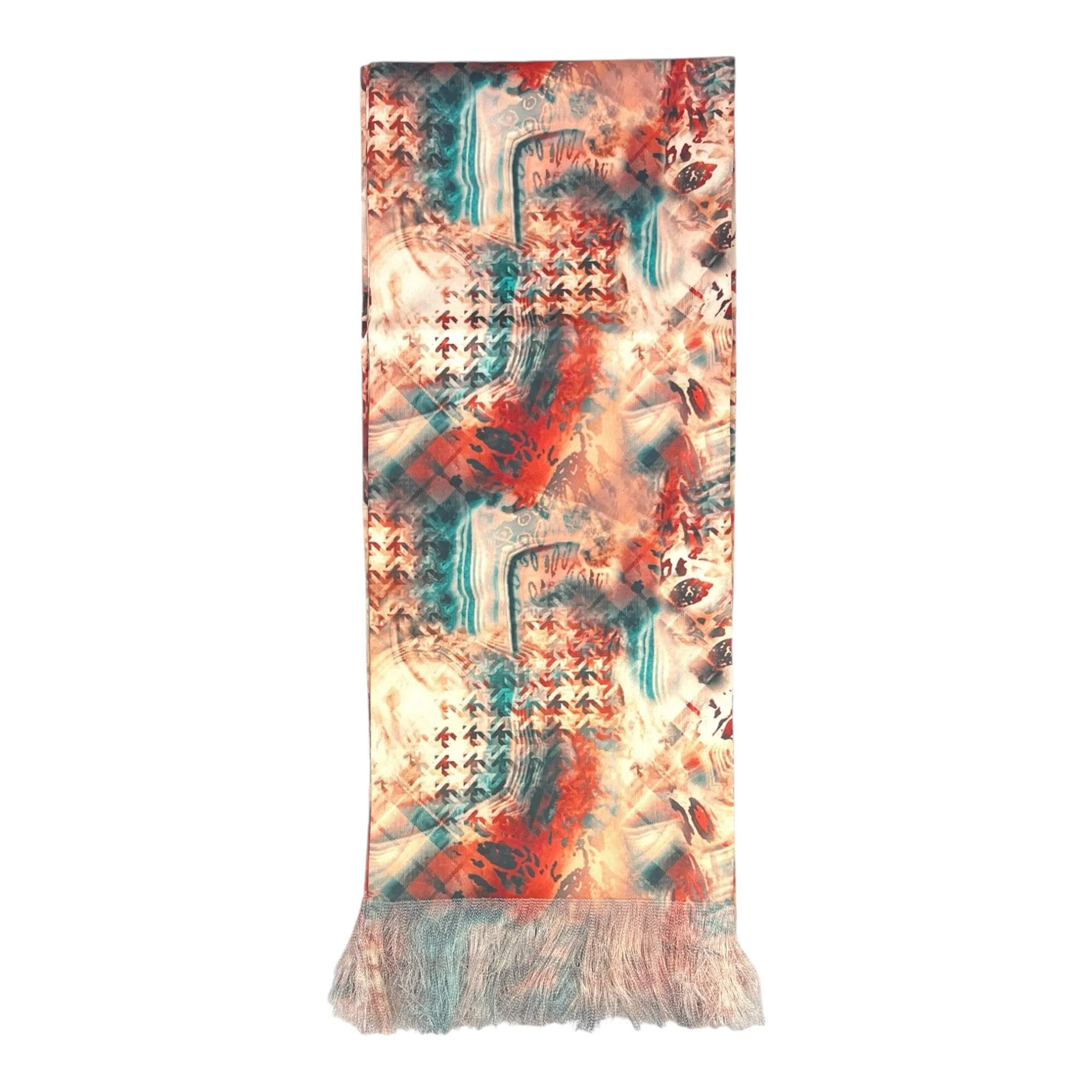 Multicolour Geometric Printed Scarf With Pocket Square