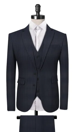 Navy Blue Pin Stripe 3-Piece Suit