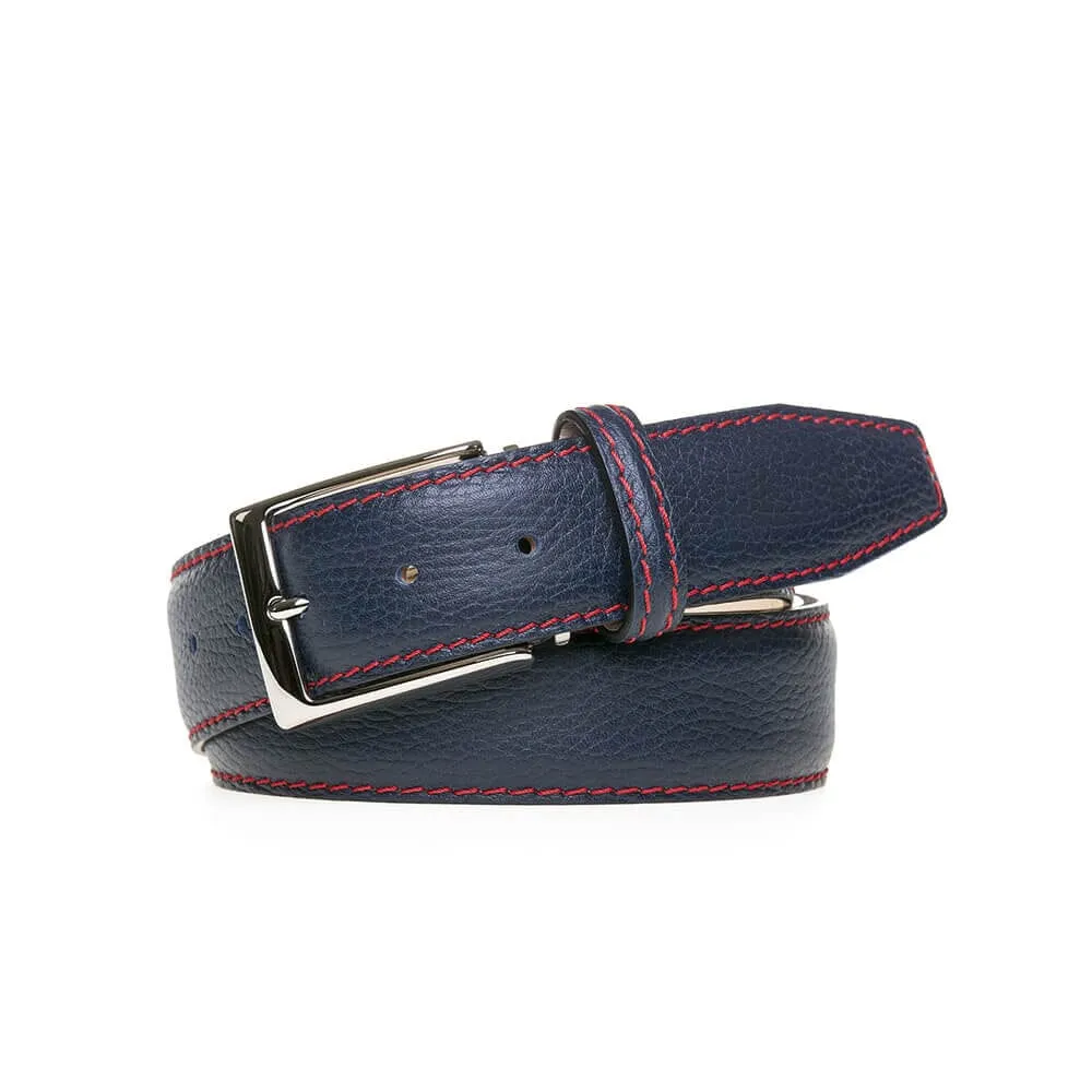 Navy Italian Pebble Grain Belt