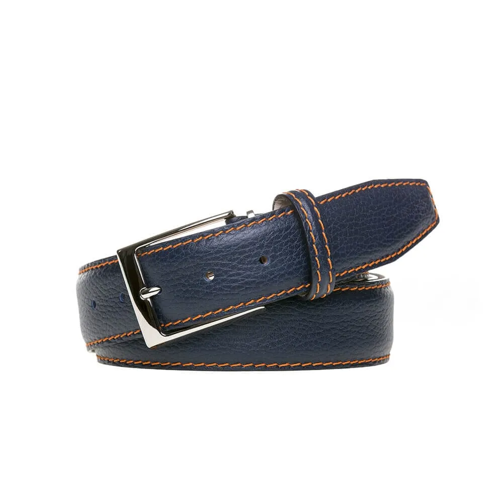 Navy Italian Pebble Grain Belt