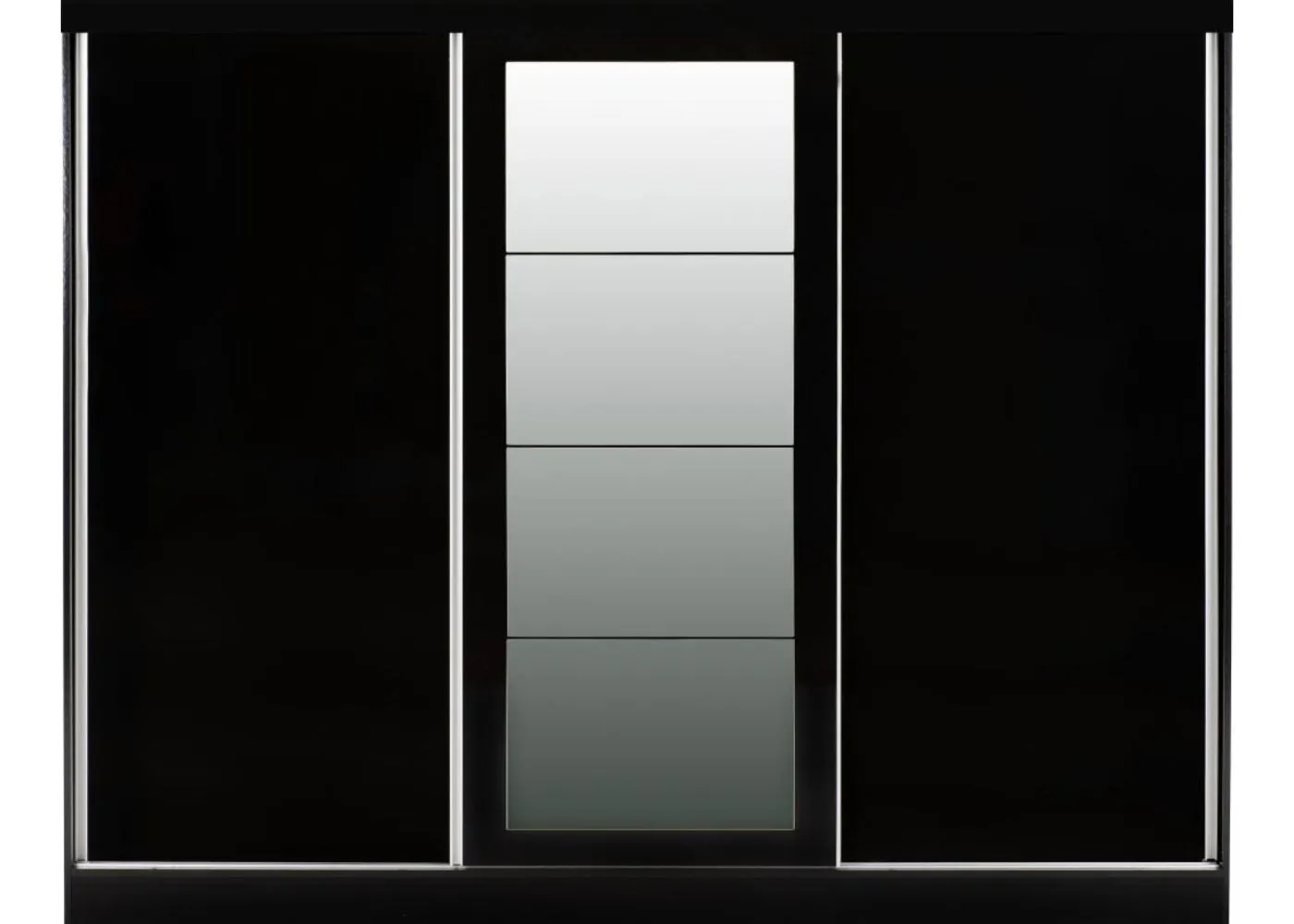 Nevada Black Gloss 3-Door Sliding Wardrobe by Wholesale Beds