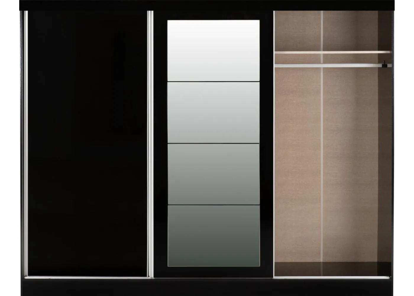 Nevada Black Gloss 3-Door Sliding Wardrobe by Wholesale Beds