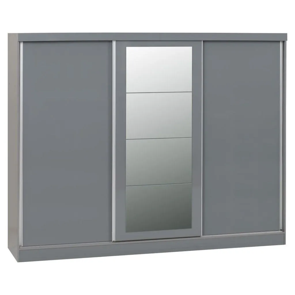 Nevada Grey Gloss 3-Door Sliding Wardrobe by Wholesale Beds & Furniture