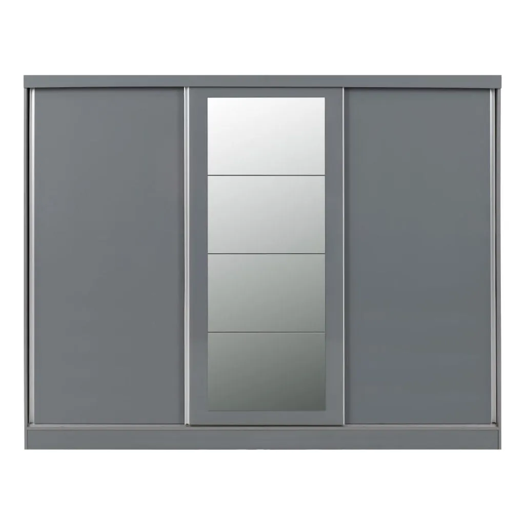 Nevada Grey Gloss 3-Door Sliding Wardrobe by Wholesale Beds & Furniture