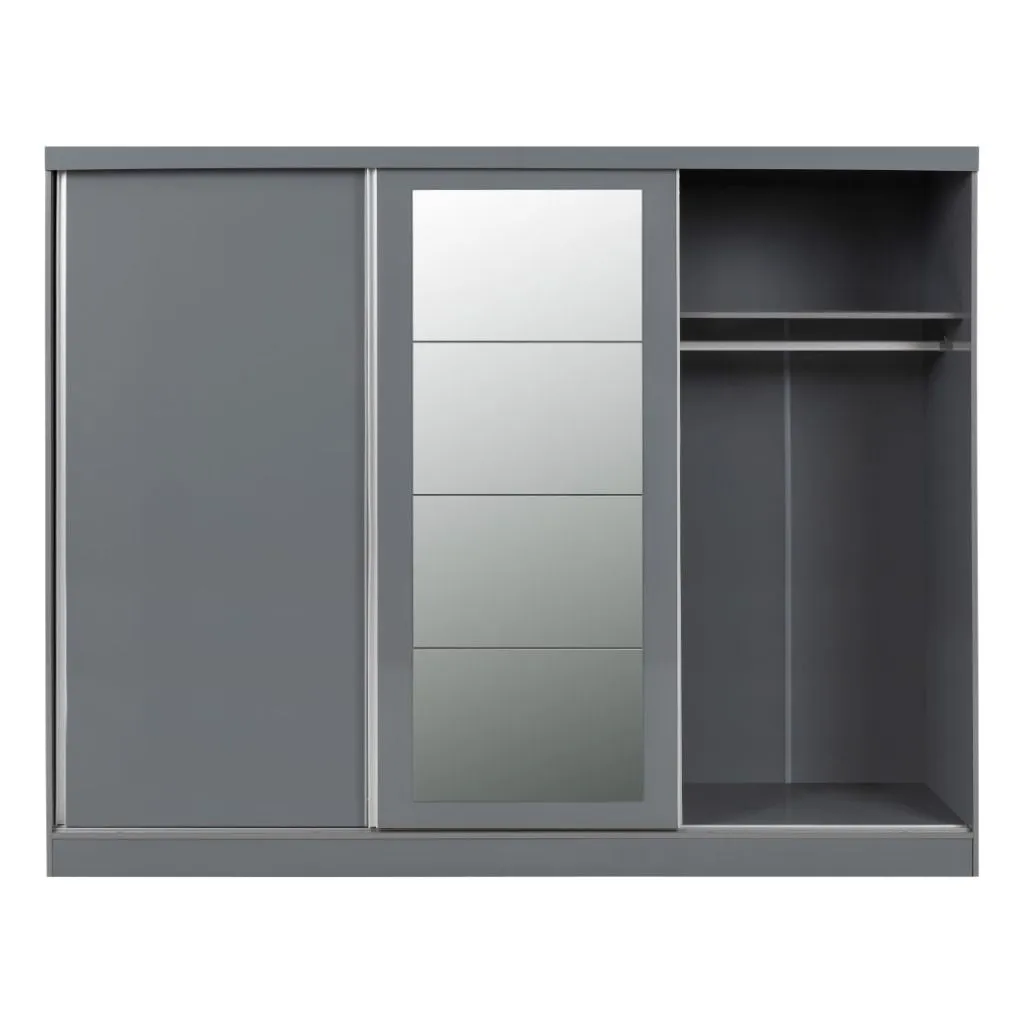 Nevada Grey Gloss 3-Door Sliding Wardrobe by Wholesale Beds & Furniture