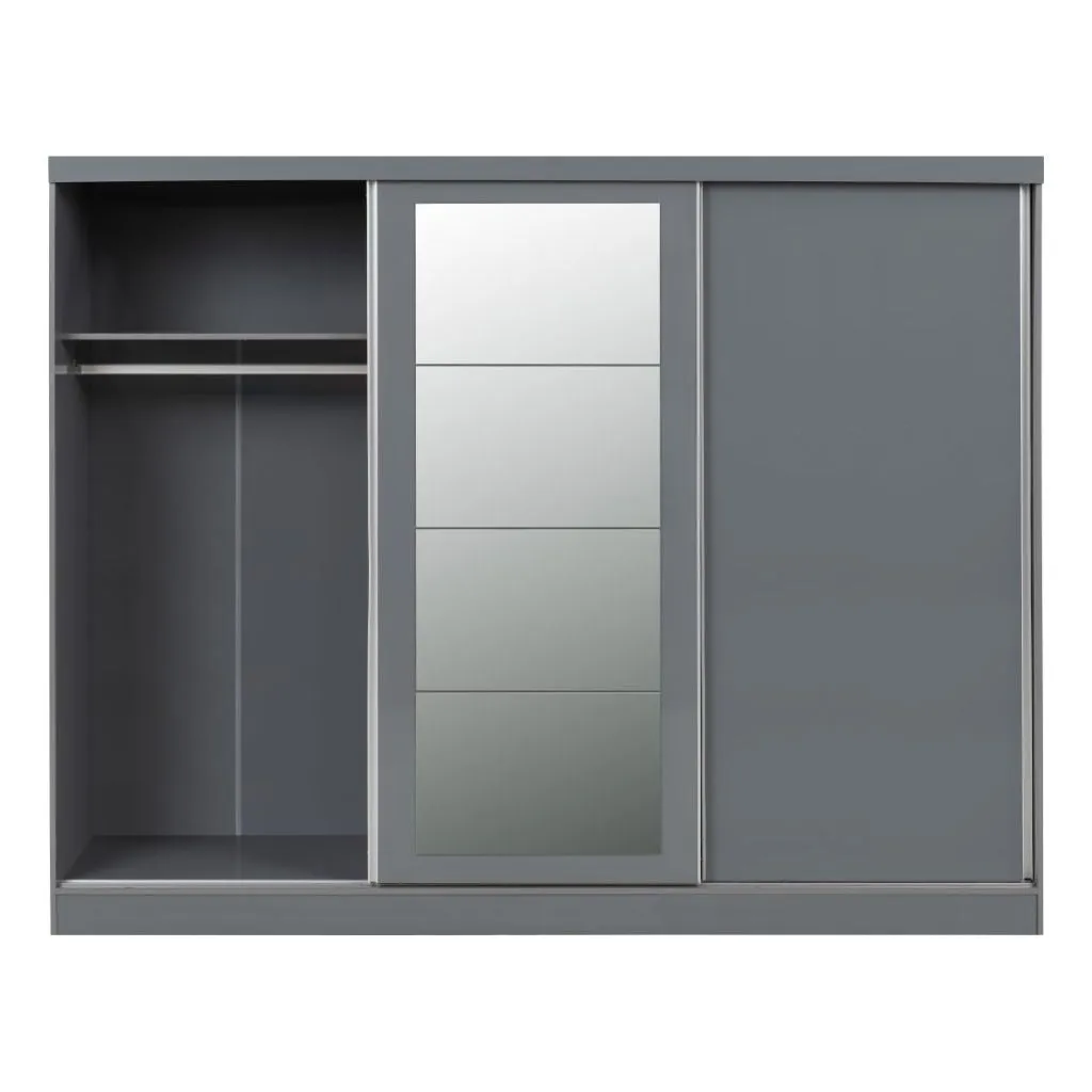 Nevada Grey Gloss 3-Door Sliding Wardrobe by Wholesale Beds & Furniture