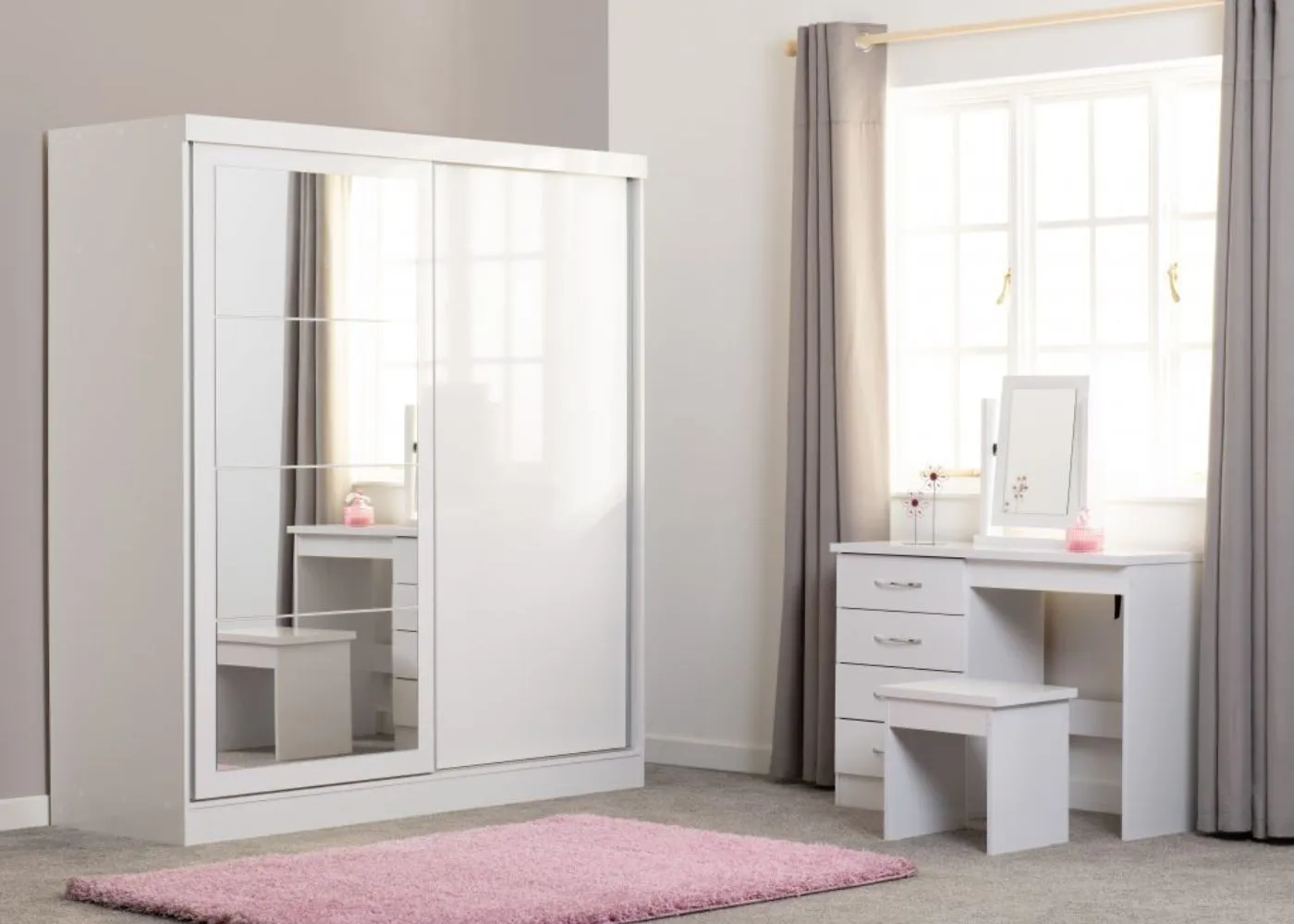 Nevada White Gloss 2-Door Sliding Wardrobe by Wholesale Beds & Furniture