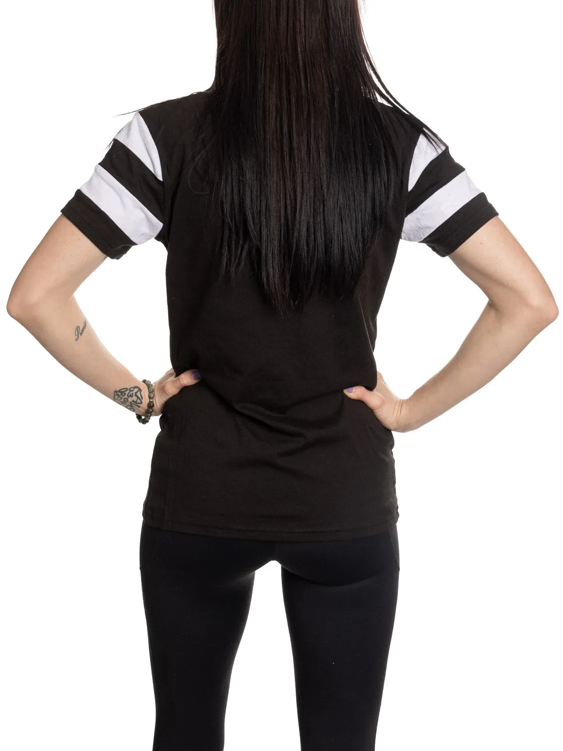 Official Licensed NHL Ladies' Retro Varsity Short Sleeve Vneck Tshirt--Boston Bruins