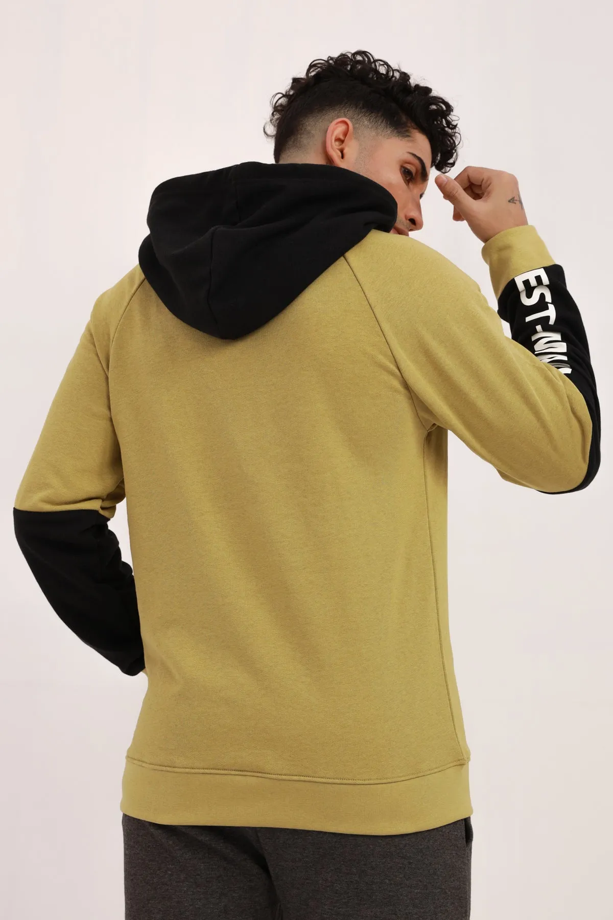 Olive And Black Graphic Hoodie - W22 - MH0028R
