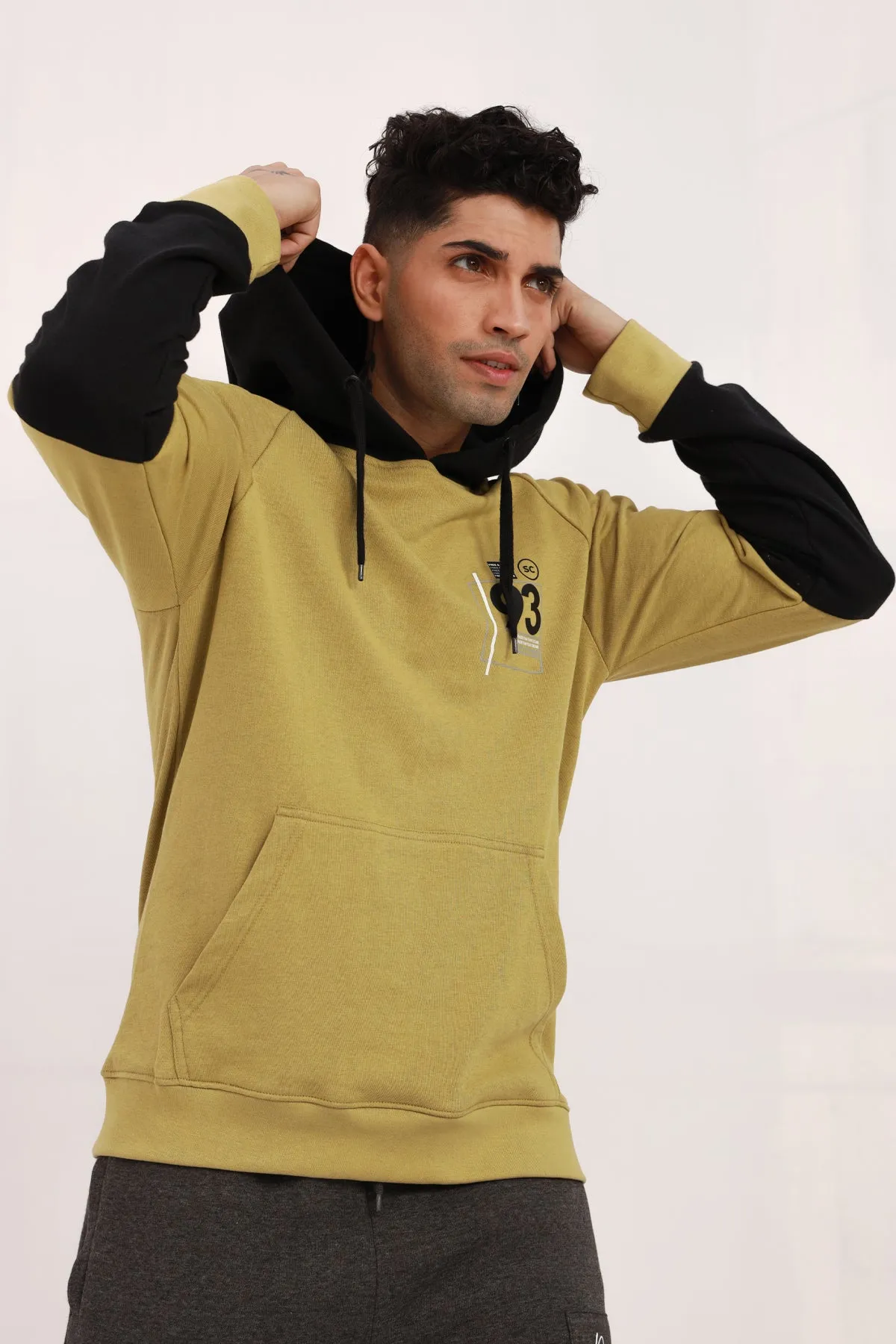 Olive And Black Graphic Hoodie - W22 - MH0028R