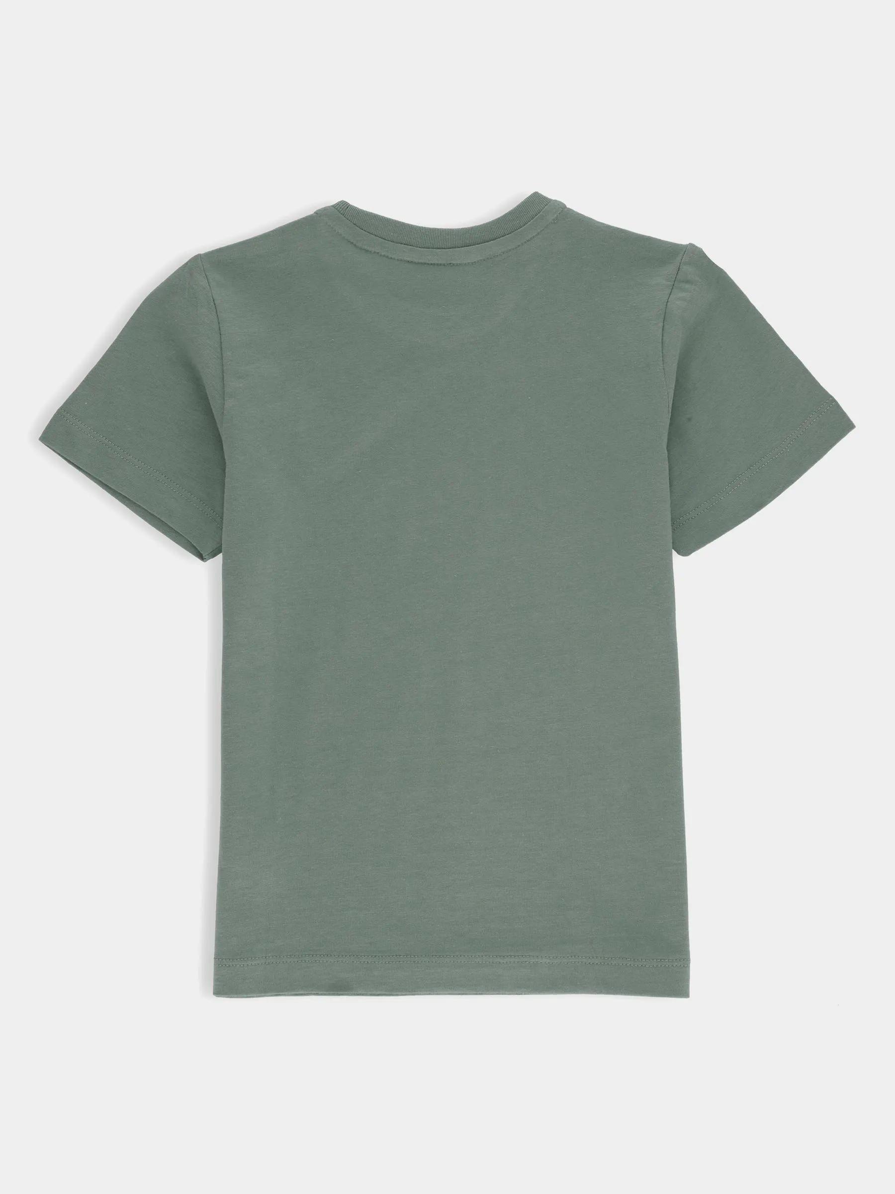 Olive Green Chenille Embroidered Casual Tee