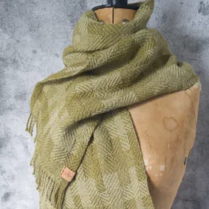 Olive Twill Block Scarf